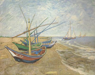Vincent Van Gogh Fishing Boats on the Beach at Saintes-Maries (nn04) Spain oil painting art